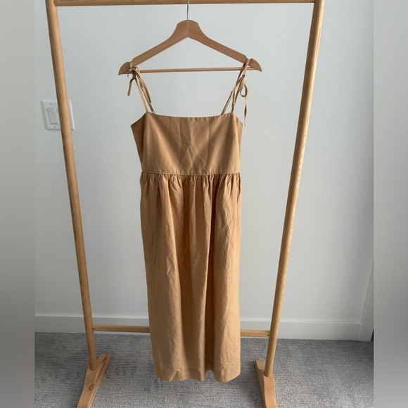 Uniqlo Tan Midi Dress with Tie Straps - Picture 1 of 4